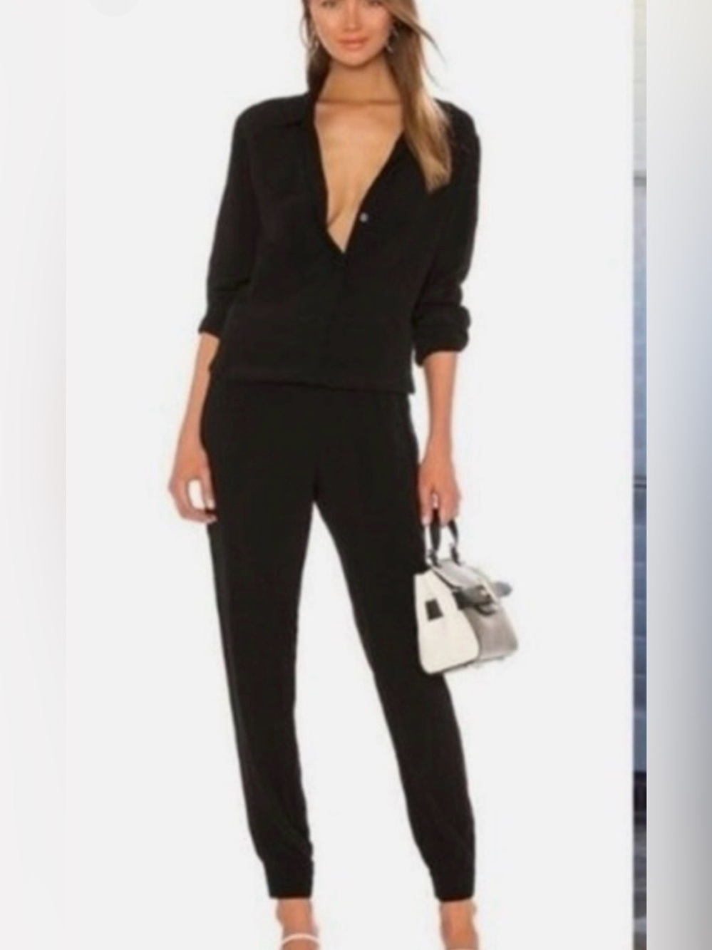 Monrow Black Long-Sleeve Jumpsuit